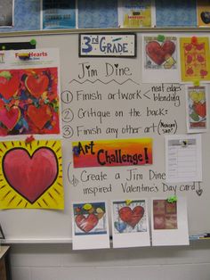 a bulletin board with pictures and writing on it