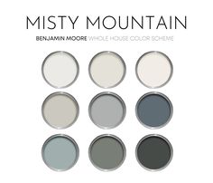 the color scheme for misty mountain is shown in several different colors, including gray and white