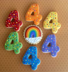 decorated cookies arranged in the shape of numbers