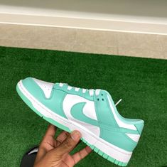 New With Box Nike Custom Green Sneakers With Translucent Outsole, Modern Green Custom Sneakers With Cushioned Footbed, Trendy Green Nike Sneakers, Nike Dunk Low Green Glow, Nike 97s, Air Jordans Women, New Nike Air Force, Nike Internationalist, Nike Zoom Pegasus