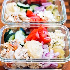 two plastic containers filled with different types of food