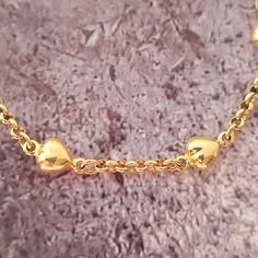 14k yellow gold 7" heart and cable chain bracelet. 6mm hearts, 2.5mm cable chain. 4.44g Heart Bracelet, Cable Chain, Chain Bracelet, Gold Bracelet, Gold Necklace, Cable, Yellow Gold, Bracelet, Chain