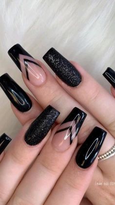 Black Gel Nails, Colorful Nails, Nails 2021, Acrylic Nails Coffin Short, Autumn Nails, Coffin Nails Designs, Fire Nails, Chic Nails