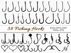 fishing hooks and hooks clipart set for commercial use in design, scrapbooking, etc