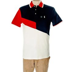 Offered Today For Your Consideration Is A Great Item Made For The Polo Ralph Lauren Collection. This Striking Shirt Is Perfect For The Season Ahead. Details: * 100% Cotton * Classic Fit Fitted Color Block Polo Shirt, Fitted Cotton Shirt With Color Block, Fitted Cotton Color Block Shirt, Red Collared Color Block Top, Summer Color Block Polo Collar Shirt, Navy Color Block Collared Top, Navy Collared Color Block Top, Fitted Multicolor Polo Collar Top, Fitted Navy Color Block Tops