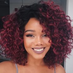 Short Curly Burgundy Hair, Curly Hair Color Ideas Red, Maroon Curly Hair, Crazy Curly Hair, Biolage Hair, Hair Color Mahogany, Mahogany Hair, Which Hair Colour