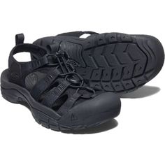 The roomy, grippy, fast-drying, toe-protecting comfort that fans have loved for over 18 years. KEEN's OG adventure sandal for women is still their #1 bestseller. Newport is the original hybrid sandal: support and protection of a rugged shoe, the freedom and comfort of a sandal. H2 stands for H20 — it's made to get wet with quick-dry webbing and lining. Cinch it up and you're ready for anything. • No Stubbed Toes: KEEN's iconic toe bumper helps keep toes protected from rocks and debris. • Out-of- Adventure Sandals, Sandal For Women, Comfortable Walking Shoes, Natural Contour, Water Sandals, Free Shoes, Triple Black, Water Shoes, The Freedom