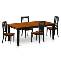 a wooden table with four chairs around it