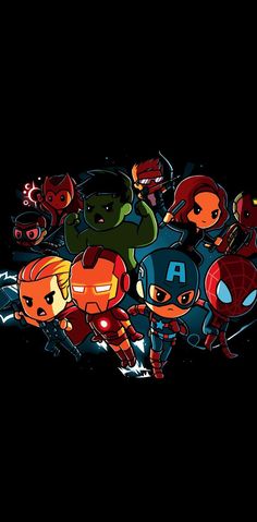 the avengers and iron man cartoon characters are depicted in this graphic art by person, who is