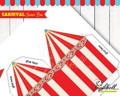 an envelope with a red and white striped circus tent