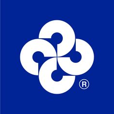 the logo for an organization with three circles in white on a blue background, as well as two letters that read 3 r