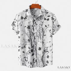 Lasaky - Floral Short Sleeve Shirt in Classic Blue Style Casual Beach Style, Tropical Prints, Streetwear Shorts, Legging Sport, Vintage Clothing Men, Androgynous Fashion, Floral Print Shirt, Recipes Homemade, Floral Print Tops