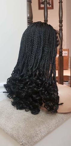 Braids For Black Women Curls At The End, Box Braid With Loose Curls, Braids For Black Women With Curls At The End, Braids With Curled Ends For Black Women, Procetive Hairstyles Black, Cute Braids With Curls At The End, Loose End Box Braids, Curled Braid Ends, Black Hairstyles Braids With Curls