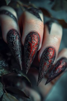 Dark-red and mysterious, these nails are perfect for a night out. Dreamy Nail, Dark Nails, Dark Red, Night Out, Witch