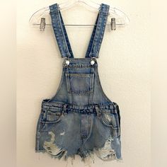 Signature8 Distressed Raw Hem Short Overalls. Size S. New With Tags. Short Overalls, Jean Overalls, Overall Shorts, Overalls, Women Jeans, Size Small, Tags, Women Shopping, Blue