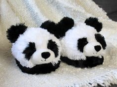 * One Size * Footbed measures 10.5" * Fits up to Women's size 10.5 / Men's 9 These adorable Panda Bear Slippers feature fuzzy ears, embroidered smiles, and iconic black and white markings. Made with super soft plush uppers, velvety linings, cushioned foam footbeds, and non-slip grips on soles.   Fast Shipping Times  We operate M-F, and will ship out your item out as soon as we receive payment.  Most orders are shipped in less than a day.  Orders placed on Saturday and Sunday will ship out Monday Panda Slippers, Panda Items, Slippers Fluffy, Fun Slippers, Bear Slippers, Animal Slippers, Cute Slippers, Fluffy Animals, Animal Fashion