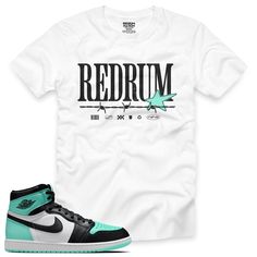 The Green Glow 1 Historical Tee is essential for any urban streetwear enthusiast. Show off your style in this premium 100% cotton tee, featuring a classic fit and white/black short-sleeve design. Inspired by the 'GREEN GLOW' 1s 2024. Get your true-to-size Redrum Nation Tee today.   (Sneakers not included). Green Logo Print T-shirt For Streetwear, Green T-shirt With Logo Print For Streetwear, Urban Green T-shirt For Streetwear, Green Branded T-shirt For Streetwear, Green Branding T-shirt For Streetwear, Urban Streetwear, Street Wear Urban, Sleeve Designs, Black Shorts