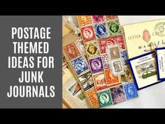 some old postcards are laying on top of each other with the words, postage themed ideas for junk journals