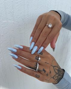 Blue Chrome Nails, Colorful Nails, Blue Nail, Metallic Nails, Fire Nails, Chic Nails, Chrome Nails