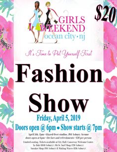 the fashion show poster for girls weekend in ocean city, n j on friday, apr 5