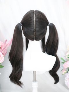 Transform your look with this stunning Black-Brown Long Wavy Synthetic Wig with Ponytails. Perfectly blending elegance and playfulness, this wig features rich black-brown hues. The long, wavy strands flow beautifully. Designed with adorable ponytails and full bangs, this wig captures the essence of kawaii fashion while maintaining a versatile appeal.  Note: The wig is only suitable for double ponytails. When it is sent out, it is already tied with two ponytails. Garment Size SizeFree SizeHair Le Two Ponytails, Short Ombre, Double Ponytail, Full Bangs, Steampunk Fashion Male, Gothic Skirts, Hair Things, Cosplay Hair, Halloween Outfit