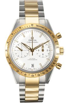 This pre-owned Speedmaster '57 Co-Axial Chronograph is crafted from yellow gold and stainless steel with a silver... dial featuring stick markers. Replete with a steel and yellow gold bracelet, it is an exceptional choice for any collection. The Speedmaster is a legend of watchmaking innovation. A tribute to Omega’s pioneering values, this timepiece is inspired by lunar missions, technological advancement and the spirit of adventure. Set at the crossroads of innovation, art and craftsmanship, Omega has maintained a commitment to the quality and tradition of Swiss watchmaking. For over 80 years, Omega watches have been the official timekeepers of the Olympic Games, demonstrating the brand’s commitment to excellence. Each timepiece is distinguished by an iconic design and crafted using a rem Speedmaster 57, Technological Advancement, Sky Dweller, Watch Winders, Omega Watches, The Olympic Games, The Crossroads, Pre Owned Rolex, Iconic Design