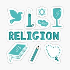 sticker set with the words, symbols and icons for an article on biblical studies