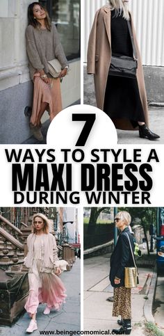 These are the best styling tips for how to style a maxi dress in the winter. These maxi dress outfit ideas are perfect for cold weather and the winter months. Cold Winter Outfits Classy, Winter Maxi Dress Outfit, Dress Winter Coat, Black Leggings Outfit Fall, Maxi Dress Street Style, Cold Weather Outfits Casual, Outfit Semi Formal, Winter Maxi Dress, Maxi Skirt Winter