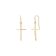 A cross charm hangs from a french wire back, making this pair both spiritual and playful. Theyre set in classic polished 14K yellow gold, making them a pair youll wear for a long time to come. Wear it with your favorite outfit to honor your faith. Size: one size.  Gender: female.  Age Group: adult. French Wire, A Cross, Cross Charms, Gender Female, Womens Watches, Women's Earrings, Favorite Outfit, Dangle Drop Earrings, Jewelry Watches