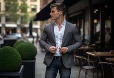 Suit Without Tie, Suit Jacket With Jeans, Blue Jeans Outfit Men, Formal Dresses For Men, Jeans Outfit Men, Blue Jean Outfits, Suit Pin, Mens Dress Boots