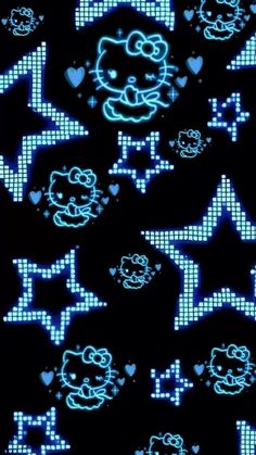 the hello kitty wallpaper is blue and white