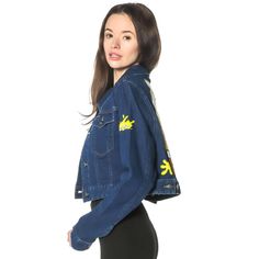 Present yourself to the world in the most attractive way with this Women's Spongebob Denim Trucker Jacket. This women's jacket is made with 100% polyester and comes with ripped details and back screen print. The denim trucker jacket has a spongebob print and is perfect for the cold weather. The colleen topwear is provided with a self locker loop. Trendy Ripped Denim Jacket For Streetwear, Spring Denim Jacket With Graphic Print, Spring Denim Blue Jacket With Graphic Print, Trendy Medium Wash Denim Jacket With Graphic Print, Spring Medium Wash Denim Jacket With Graphic Print, Spring Denim Jacket With Graphic Print In Medium Wash, Trendy Fitted Denim Jacket For Streetwear, Fitted Denim Jacket With Graphic Print For Streetwear, Fitted Graphic Denim Jacket For Streetwear