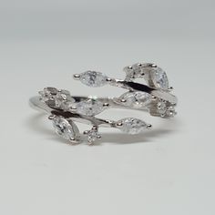 Sterling Silver Double Branch Ring 925 Sterling Silver Clear Cz Make A Bundle To Save On Shipping Fees. Reasonable Offers Accepted Wedding Ring Dainty Silver, Wedding Ring Dainty, Branch Ring, Ring Ideas, 7 Rings, Ring Color, Womens Jewelry Rings, Wedding Ring, Wedding Rings