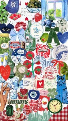 a collage of many different items in the shape of a heart