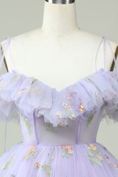 Lavender Prom Dress For Summer, Purple Ruffled Dress With Spaghetti Straps, Lavender Summer Prom Dress, Sleeveless Purple Fairy Dress With Ruffles, Purple Sleeveless Fairy Dress With Ruffles, Lavender V-neck Dress For Prom, Sleeveless Summer Fairy Wedding Dress, Sleeveless Summer Fairy Dress For Wedding, Summer Wedding Purple Dress