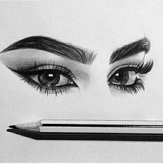 a drawing of a woman's eyes with long lashes