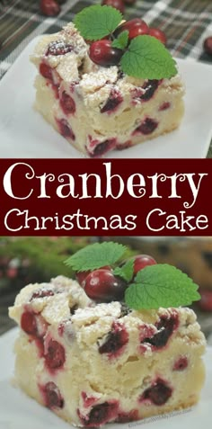 cranberry christmas cake on a white plate