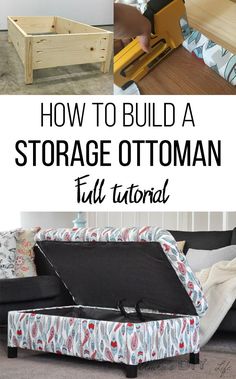 the instructions for how to build your own storage ottoman step by step with pictures on it