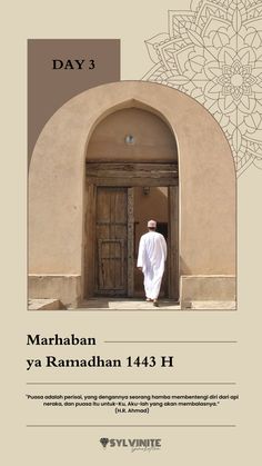 a man standing in front of a doorway with the words day 3 written on it