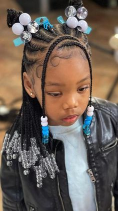 Long Hair and Fishtail Braids: Mermaid-Inspired Beauty Braided Hairstyles For Lil Girls Ideas, Hairstyles For Little Black Girls Kids Easy Braids, Braids On Little Black Girls, Braided Hairstyles For Little Black Girls With Beads, Kid Braid Ponytail Styles, Little Black Toddler Girl Braided Hairstyles, Hairstyles Little Kids Black, Braids Little Black Girls For Kids, Child Braid Hairstyles