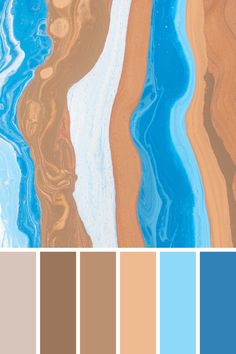 the color palette is brown, blue and tan