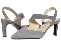 Calvin Klein Larin - Women's Shoes : Grey : The Calvin Klein Larin adds a touch of elegance to your everyday style with a strap that curves across the instep and continues to the heel. Slip on style. Sling back pump in a pointed toe silhouette. Low profile heel. Leather upper. Man made lining and outsole. Imported. Measurements: Heel Height: 3 in Weight: 8.25 oz Product measurements were taken using size 9, width M. Please note that measurements may vary by size. Weight of footwear is based on a Chic Slingback Pumps With 4-inch Heel, Chic Court Shoes With Ankle Strap And Heel Loop, Modern Calvin Klein Heels With Heel Strap, Modern Calvin Klein Ankle Strap Heels, Calvin Klein Heels With Heel Strap For Spring, Fitted Pointed Toe Slingback Pumps, Modern Calvin Klein Heels For Evening, Calvin Klein Modern Evening Heels, Fitted Slingback Pumps With Heel Loop And Pointed Toe