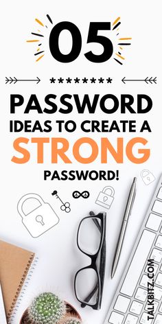 an image of a computer keyboard with the words,'50 password ideas to create a strong password