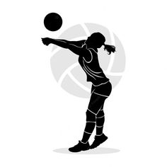 a woman is playing with a ball in silhouette on a white background stock photo - 1229