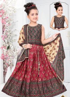 ABOUT THIS ITEM Fabric Details: This is an exclusive Bollywood style party wear featuring excellent craftsmanship, beautiful embroidery, traditional prints, and vibrant colors. The Lehenga choli set is made with light weight ,  soft georgette material that is skin-friendly and comfortable to wear for kids. Age Group: 4 - 14 years. For best fitting, please take measurements for your child and refer to the size chart in the last picture before purchase. Wash care Instructions: Do not bleach, Iron at low heat, and Dry Clean ( preferred for first wash). Occasion: Birthday gift, Festive wear, party/casual wear, wedding, and all special occasions. Package Includes: 1 Lehenga +1 Blouse + 1 duppatta.  ( sleeves can be attached if needed )  The Lehenga has beautiful traditional prints, multiple lay Festive Skirt Set For Eid With Traditional Drape, Festive Traditional Drape Skirt Set For Eid, Traditional Floor-length Skirt Set For Festivals, Bollywood Choli With Traditional Patterns For Celebrations, Festive Floor-length Sets With Traditional Patterns, Choli With Traditional Patterns For Navratri Celebrations, Traditional Multicolor Skirt Set For Festivals, Diwali Celebration Lehenga With Traditional Patterns, Festive Art Silk Skirt Set