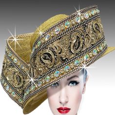 Our Most Dramatic Hat Of The Season Is Fit For The True Hat Lover. This Fabric Braided Hat Features A Dramatic Art-To-Wear Sculpture Of Crystals, Embroidery, And Shimmering Sequins. The Adjustable Sweatband Allows For Different Head Sizes And A Comfortable Fit. Dramatic Art, Dramatic Arts, Wide Brimmed Hats, Brim Hat, Wide Brimmed, Derby, Silver Gold, Comfort Fit, Braids