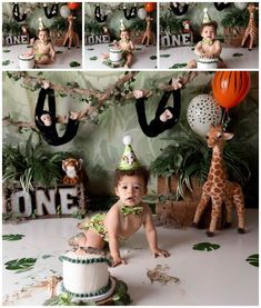 A cake Smash is fun way to celebrate your little one's first birthday milestone. The experience is as memorable as the photos. Call today to schedule! Safari Cake Smash Photoshoot, Safari Photoshoot, Jungle Cake Smash, Safari Cake Smash, Babyshoot Ideas, School Photoshoot, Cars Theme Cake, Theme Photoshoot, Car Cake Toppers