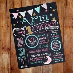 this is a chalkboard birthday party poster