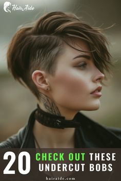 Discover the bold and chic Undercut Bob, a fusion of elegance and edge. This versatile hairstyle pairs the sleek lines of a bob with the daring undercut, creating a modern and dynamic look that commands attention. 💇‍♀️✨ Short Haircuts With Undercut For Women, Edgy Undercut Hairstyles, Pixie Undercut Hairstyles Edgy, A Line Pixie, Lob With Undercut, Growing Out Undercut Hairstyles, Short Hair Undercut Women, Undercut Hairstyles Women Medium, Feminine Short Hair Round Face