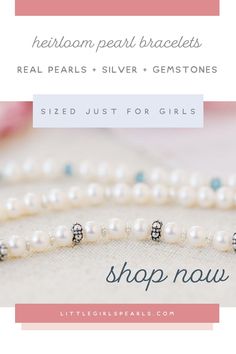 https://littlegirlspearls.com/collections/pearl-bracelets Baby Pearls, Heirlooms Jewelry, Pink Jewelry, Real Pearls, Timeless Gifts